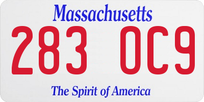MA license plate 283OC9