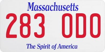 MA license plate 283OD0