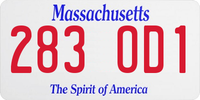MA license plate 283OD1