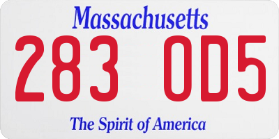 MA license plate 283OD5
