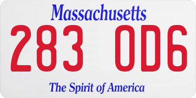 MA license plate 283OD6