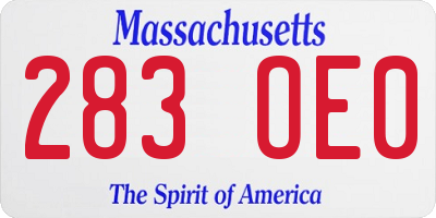MA license plate 283OE0