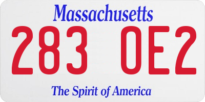 MA license plate 283OE2