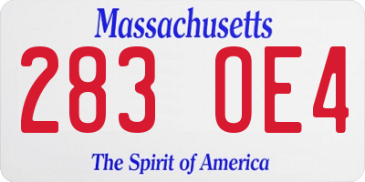 MA license plate 283OE4