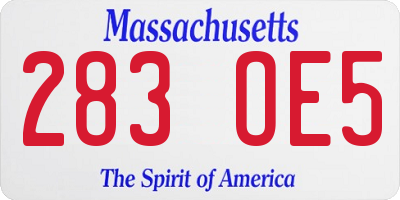 MA license plate 283OE5