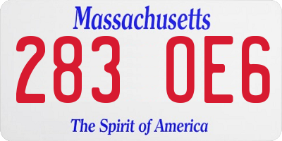 MA license plate 283OE6