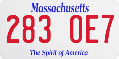 MA license plate 283OE7