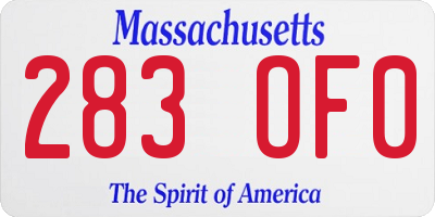 MA license plate 283OF0