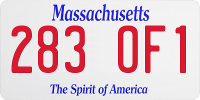 MA license plate 283OF1