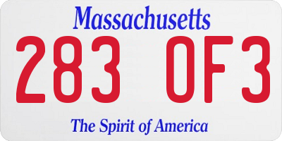 MA license plate 283OF3