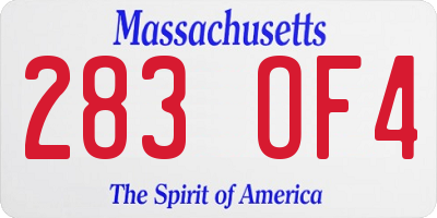 MA license plate 283OF4