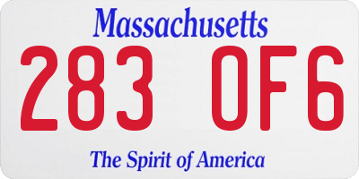 MA license plate 283OF6