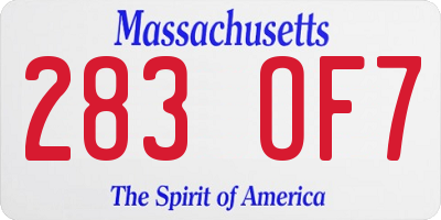 MA license plate 283OF7