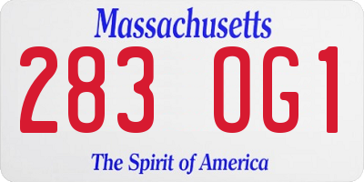 MA license plate 283OG1