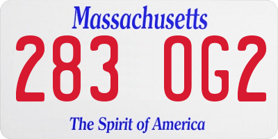 MA license plate 283OG2
