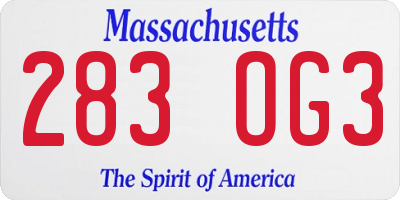 MA license plate 283OG3