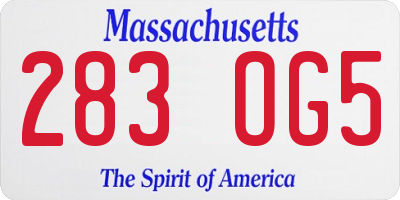 MA license plate 283OG5