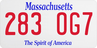 MA license plate 283OG7