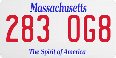 MA license plate 283OG8