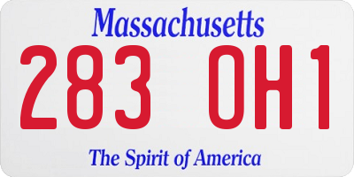 MA license plate 283OH1