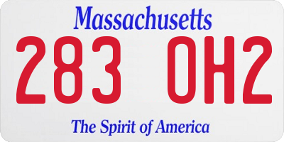 MA license plate 283OH2