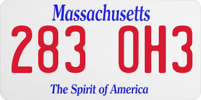 MA license plate 283OH3