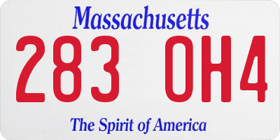 MA license plate 283OH4