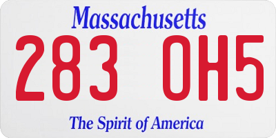 MA license plate 283OH5