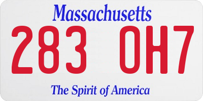 MA license plate 283OH7