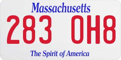 MA license plate 283OH8