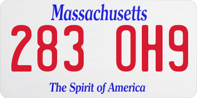 MA license plate 283OH9