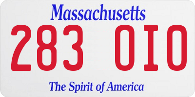 MA license plate 283OI0