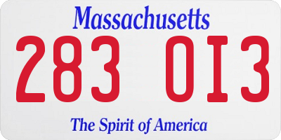 MA license plate 283OI3