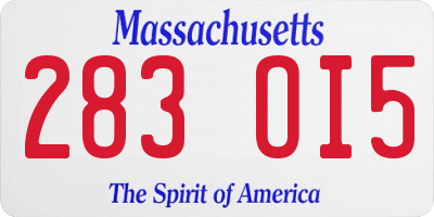 MA license plate 283OI5