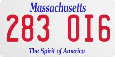 MA license plate 283OI6