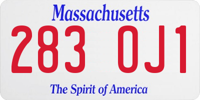 MA license plate 283OJ1