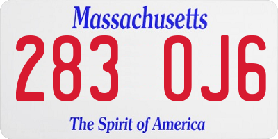 MA license plate 283OJ6