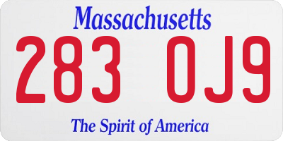 MA license plate 283OJ9