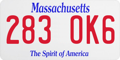 MA license plate 283OK6