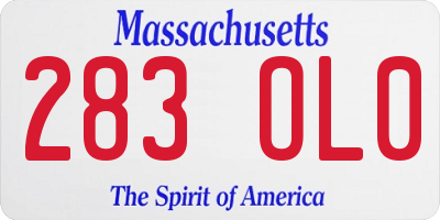MA license plate 283OL0