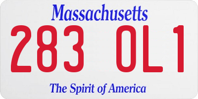 MA license plate 283OL1