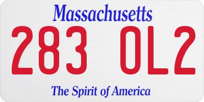 MA license plate 283OL2