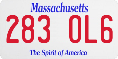 MA license plate 283OL6