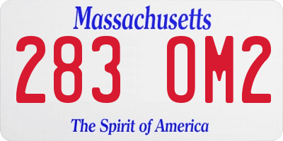 MA license plate 283OM2