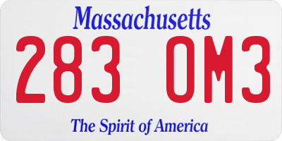 MA license plate 283OM3