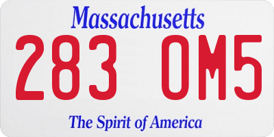 MA license plate 283OM5