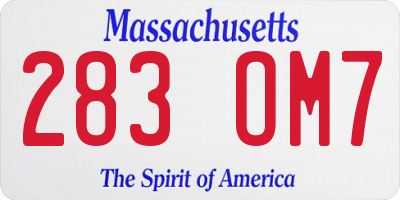 MA license plate 283OM7