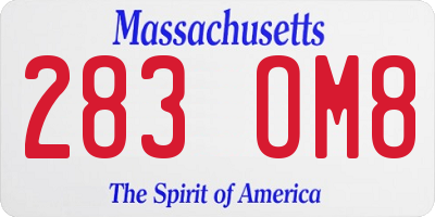 MA license plate 283OM8