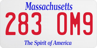 MA license plate 283OM9