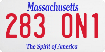MA license plate 283ON1